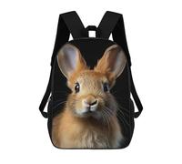 sinyumoney Children 17inch School Backpack 3D Printed Rabbit Animal Portrait Bookbags Travel Rucksack Casual Large Capacity Daypack for Boys Girls
