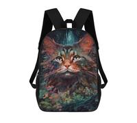 sinyumoney Children 17inch School Backpack 3D Printed Rainbow Forest Cat Bookbags Travel Rucksack Casual Large Capacity Daypack for Boys Girls