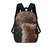 sinyumoney Children 17inch School Backpack 3D Printed Rainy Day Kitten-21 Bookbags Travel Rucksack Casual Large Capacity Daypack for Boys Girls