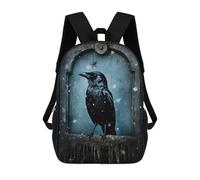 sinyumoney Children 17inch School Backpack 3D Printed Raven Sitting On Tombstone Bookbags Travel Rucksack Casual Large Capacity Daypack for Boys Girls