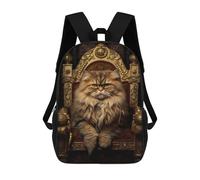 sinyumoney Children 17inch School Backpack 3D Printed Royal Persian Cat Throne-9 Bookbags Travel Rucksack Casual Large Capacity Daypack for Boys Girls