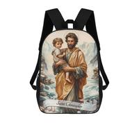 sinyumoney Children 17inch School Backpack 3D Printed Saint Christopher Bookbags Travel Rucksack Casual Large Capacity Daypack for Boys Girls