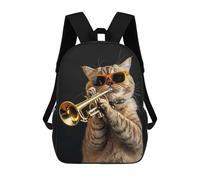 sinyumoney Children 17inch School Backpack 3D Printed Scottish Fold Trumpet Bookbags Travel Rucksack Casual Large Capacity Daypack for Boys Girls