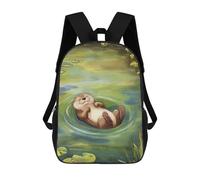 sinyumoney Children 17inch School Backpack 3D Printed Sleeping Otter in Pond Bookbags Travel Rucksack Casual Large Capacity Daypack for Boys Girls