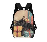 sinyumoney Children 17inch School Backpack 3D Printed Sleepy Christmas Cat Bookbags Travel Rucksack Casual Large Capacity Daypack for Boys Girls