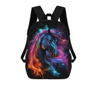 sinyumoney Children 17inch School Backpack 3D Printed Space Horse Galaxy Bookbags Travel Rucksack Casual Large Capacity Daypack for Boys Girls
