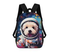 sinyumoney Children 17inch School Backpack 3D Printed Space Pup Adventure -20 Bookbags Travel Rucksack Casual Large Capacity Daypack for Boys Girls