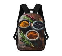sinyumoney Children 17inch School Backpack 3D Printed Spice Blends for Cooking-10 Bookbags Travel Rucksack Casual Large Capacity Daypack for Boys Girls
