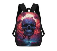 sinyumoney Children 17inch School Backpack 3D Printed Spooky Skull Forest Bookbags Travel Rucksack Casual Large Capacity Daypack for Boys Girls