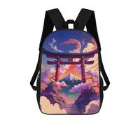 sinyumoney Children 17inch School Backpack 3D Printed Torii Gate An Fuji Mount 3 Bookbags Travel Rucksack Casual Large Capacity Daypack for Boys Girls