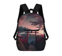 sinyumoney Children 17inch School Backpack 3D Printed Torii Gate View Mt Fuji Bookbags Travel Rucksack Casual Large Capacity Daypack for Boys Girls