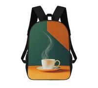 sinyumoney Children 17inch School Backpack 3D Printed White Coffee Cup Bookbags Travel Rucksack Casual Large Capacity Daypack for Boys Girls
