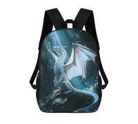 sinyumoney Children 17inch School Backpack 3D Printed White Dragons Resurgence Bookbags Travel Rucksack Casual Large Capacity Daypack for Boys Girls
