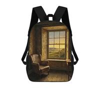 sinyumoney Children 17inch School Backpack 3D Printed Window View Sunset Bookbags Travel Rucksack Casual Large Capacity Daypack for Boys Girls
