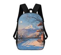 sinyumoney Children 17inch School Backpack 3D Printed Winter Scene with Snow-Covered Trees Bookbags Travel Rucksack Casual Large Capacity Daypack for Boys Girls