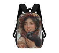 sinyumoney Children 17inch School Backpack 3D Printed Winter Wonderland Bunny Bookbags Travel Rucksack Casual Large Capacity Daypack for Boys Girls