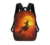 sinyumoney Children 17inch School Backpack 3D Printed Witch Flying Broomstick Moonlight-1 Bookbags Travel Rucksack Casual Large Capacity Daypack for Boys Girls