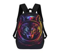 sinyumoney Children 17inch School Backpack 3D Printed Wolf Astronaut Helmet Art Print Bookbags Travel Rucksack Casual Large Capacity Daypack for Boys Girls