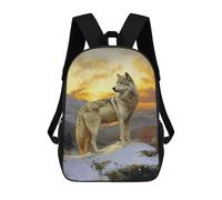 sinyumoney Children 17inch School Backpack 3D Printed Wolf at Sunset Bookbags Travel Rucksack Casual Large Capacity Daypack for Boys Girls