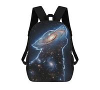 sinyumoney Children 17inch School Backpack 3D Printed Wolf Galaxy Bookbags Travel Rucksack Casual Large Capacity Daypack for Boys Girls