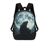 sinyumoney Children 17inch School Backpack 3D Printed Wolf Howling at Full Moon-7 Bookbags Travel Rucksack Casual Large Capacity Daypack for Boys Girls
