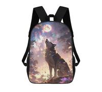 sinyumoney Children 17inch School Backpack 3D Printed Wolf Howling at The Moon Bookbags Travel Rucksack Casual Large Capacity Daypack for Boys Girls