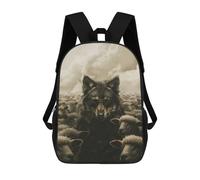 sinyumoney Children 17inch School Backpack 3D Printed Wolf in Disguise Sheeps Bookbags Travel Rucksack Casual Large Capacity Daypack for Boys Girls