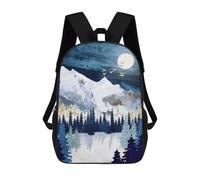 sinyumoney Children Cartoon Moonlit Snow 17 Inch Bookbags Casual Travel Rucksack 3D Printed Cool Knapsack Boys Girls Large Capacity Daypack