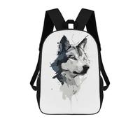 sinyumoney Children School Backpack 3D Printed Abstract Wolf Vector Portrait in Watercolor Style Bookbags Rucksack Casual Travel Backpacks Large Capacity Daypack for Boys 17inch