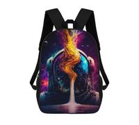 sinyumoney Children School Backpack 3D Printed Astronaut Helmet with Cosmic Flames Bookbags Rucksack Casual Travel Backpacks Large Capacity Daypack for Boys 17inch