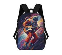 sinyumoney Children School Backpack 3D Printed Astronaut Playing Guitar in Space Bookbags Rucksack Casual Travel Backpacks Large Capacity Daypack for Boys 17inch