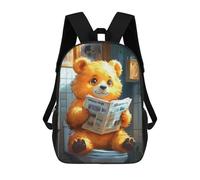 sinyumoney Children School Backpack 3D Printed Bear Reading Newspaper on Toilet Funny Bookbags Rucksack Casual Travel Backpacks Large Capacity Daypack for Boys 17inch