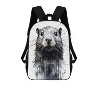 sinyumoney Children School Backpack 3D Printed Beaver Beauty Black Ink Bookbags Rucksack Casual Travel Backpacks Large Capacity Daypack for Boys 17inch