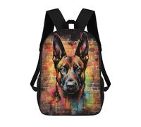 sinyumoney Children School Backpack 3D Printed Belgian Malinois Graffiti Bookbags Rucksack Casual Travel Backpacks Large Capacity Daypack for Boys 17inch