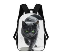 sinyumoney Children School Backpack 3D Printed Black Cat with Green Eyes Bookbags Rucksack Casual Travel Backpacks Large Capacity Daypack for Boys 17inch