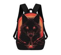 sinyumoney Children School Backpack 3D Printed Black Wolf Sunset Bookbags Rucksack Casual Travel Backpacks Large Capacity Daypack for Boys 17inch