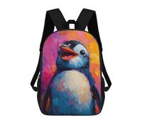 sinyumoney Children School Backpack 3D Printed Blissful Cute Penguin Bookbags Rucksack Casual Travel Backpacks Large Capacity Daypack for Boys 17inch