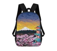 sinyumoney Children School Backpack 3D Printed Blooming Cherry Country Bookbags Rucksack Casual Travel Backpacks Large Capacity Daypack for Boys 17inch