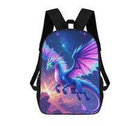 sinyumoney Children School Backpack 3D Printed Blue And Pink Dragon Flight Bookbags Rucksack Casual Travel Backpacks Large Capacity Daypack for Boys 17inch