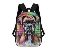 sinyumoney Children School Backpack 3D Printed Boxer Dog Graffiti Bookbags Rucksack Casual Travel Backpacks Large Capacity Daypack for Boys 17inch