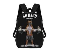 sinyumoney Children School Backpack 3D Printed Boxer Dog Weightlifting Bookbags Rucksack Casual Travel Backpacks Large Capacity Daypack for Boys 17inch