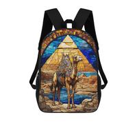 sinyumoney Children School Backpack 3D Printed Camel Stained Glass Bookbags Rucksack Casual Travel Backpacks Large Capacity Daypack for Boys 17inch