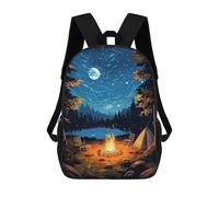 sinyumoney Children School Backpack 3D Printed Camping at Night Bookbags Rucksack Casual Travel Backpacks Large Capacity Daypack for Boys 17inch