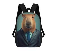 sinyumoney Children School Backpack 3D Printed Capybara Suit Bookbags Rucksack Casual Travel Backpacks Large Capacity Daypack for Boys 17inch