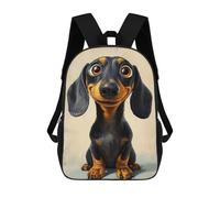 sinyumoney Children School Backpack 3D Printed Cartoon Dachshund Portrait Bookbags Rucksack Casual Travel Backpacks Large Capacity Daypack for Boys 17inch