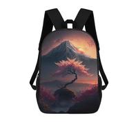 sinyumoney Children School Backpack 3D Printed Cherry Blossom Mountain Sunset Bookbags Rucksack Casual Travel Backpacks Large Capacity Daypack for Boys 17inch