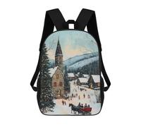 sinyumoney Children School Backpack 3D Printed Christmas Village Painting Bookbags Rucksack Casual Travel Backpacks Large Capacity Daypack for Boys 17inch