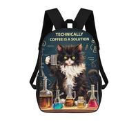 sinyumoney Children School Backpack 3D Printed Coffee Is A Solution Cat Bookbags Rucksack Casual Travel Backpacks Large Capacity Daypack for Boys 17inch