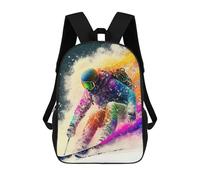 sinyumoney Children School Backpack 3D Printed Colorful Skiing Adventure Bookbags Rucksack Casual Travel Backpacks Large Capacity Daypack for Boys 17inch