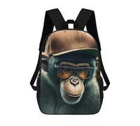 sinyumoney Children School Backpack 3D Printed Cool Monkey Bookbags Rucksack Casual Travel Backpacks Large Capacity Daypack for Boys 17inch
